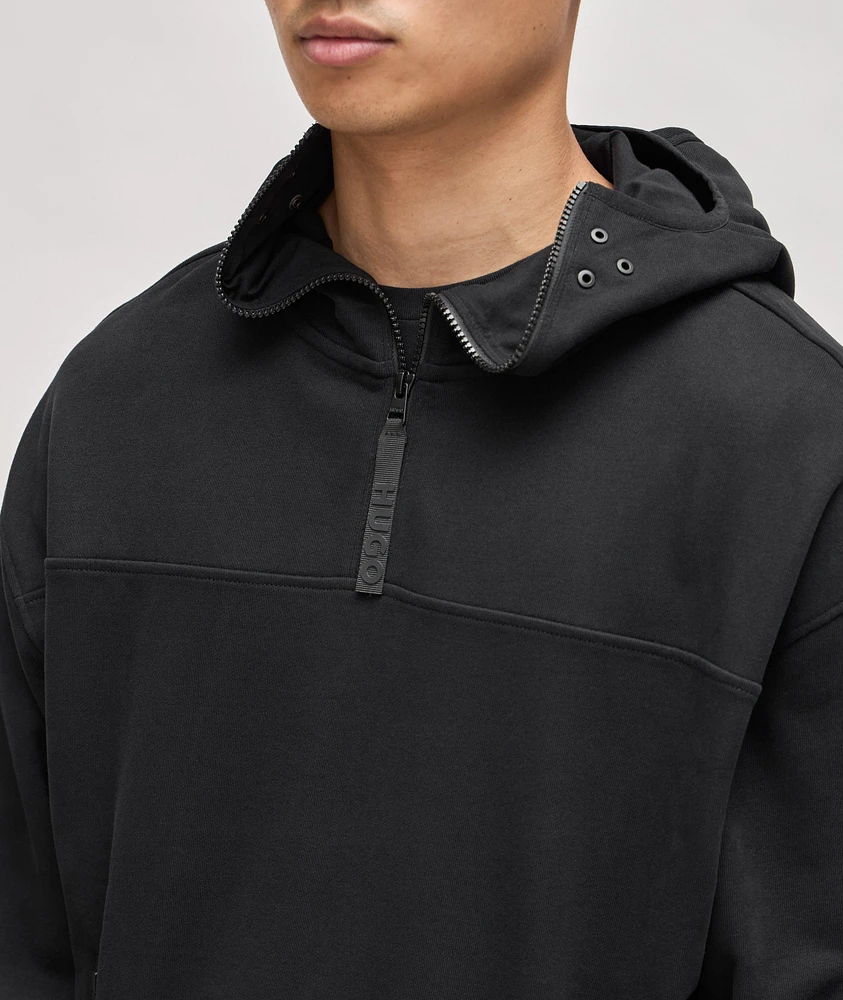 Cotton Quarter-Zip Hooded Sweater
