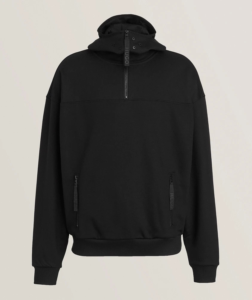 Cotton Quarter-Zip Hooded Sweater