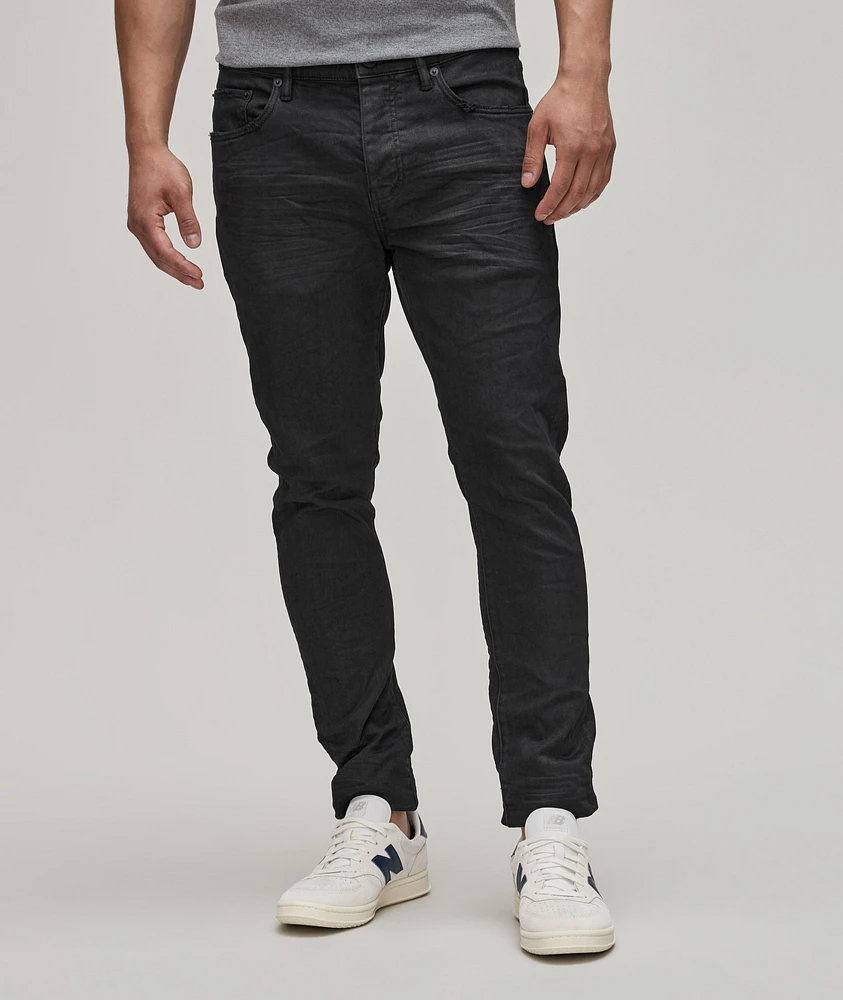 P001 Stretch-Cotton Oil 3D Resin Jeans