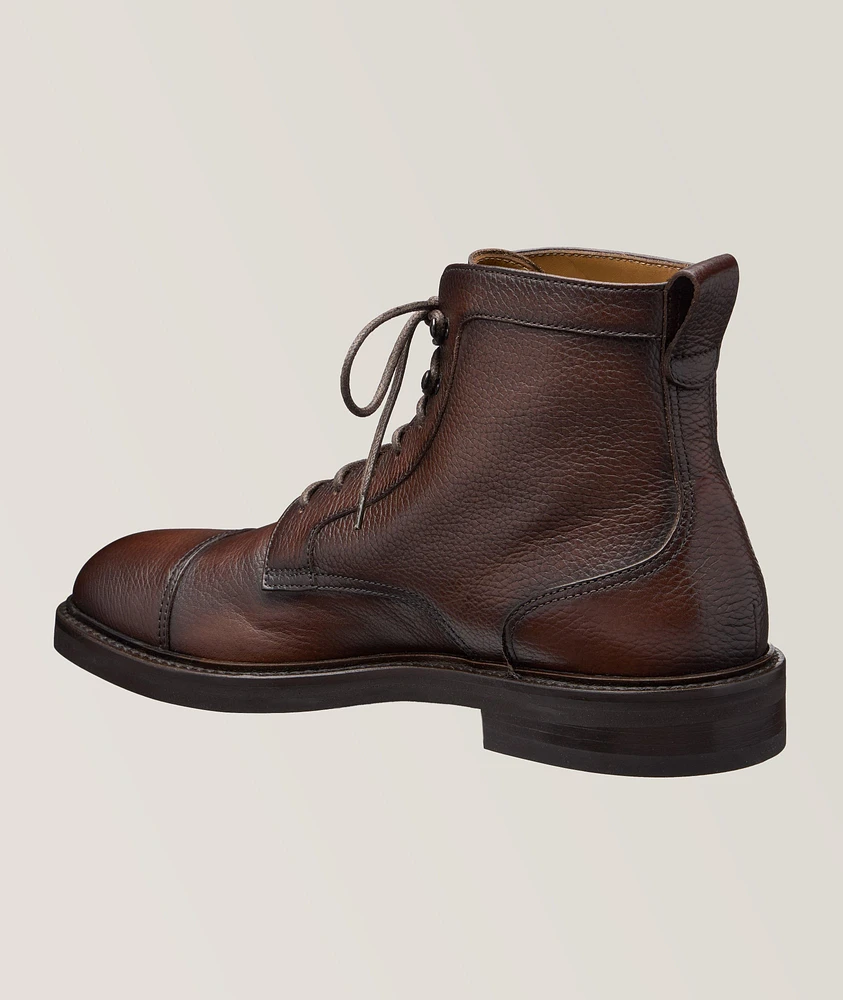 Burnished Pebbled Leather Boots