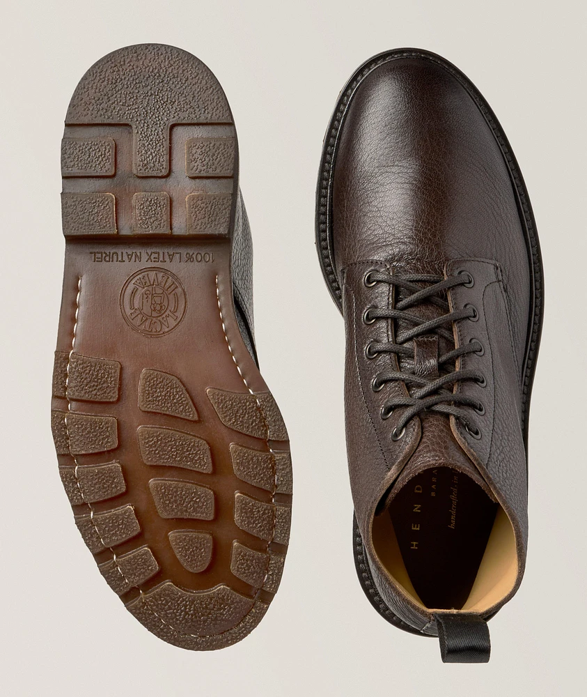 Pebbled Leather Lace-Up Boots
