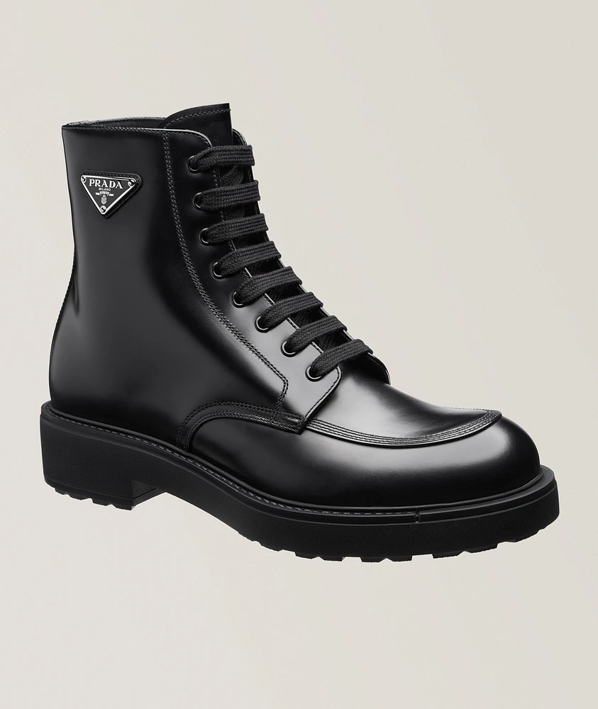Spazzolato Triangolo Leather Ankle Boots