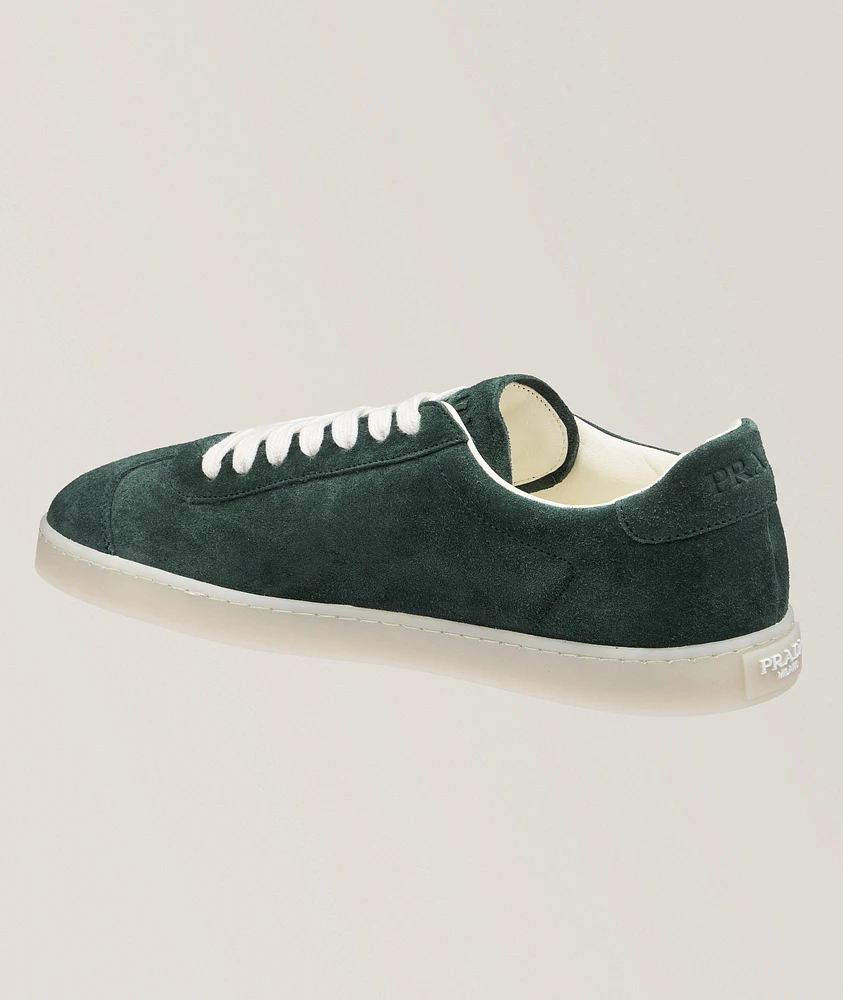 Triangle Logo Suede-Leather Sneakers