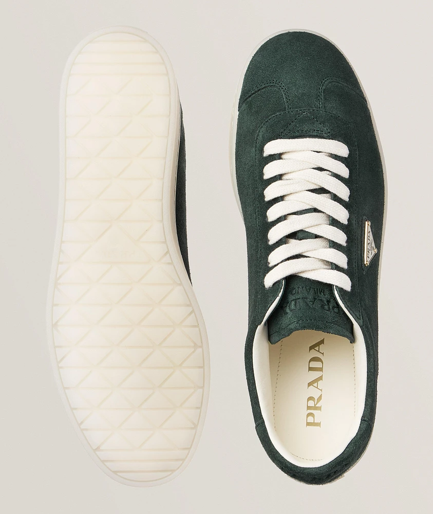 Triangle Logo Suede-Leather Sneakers