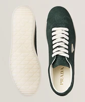 Triangle Logo Suede-Leather Sneakers