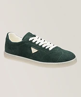 Triangle Logo Suede-Leather Sneakers