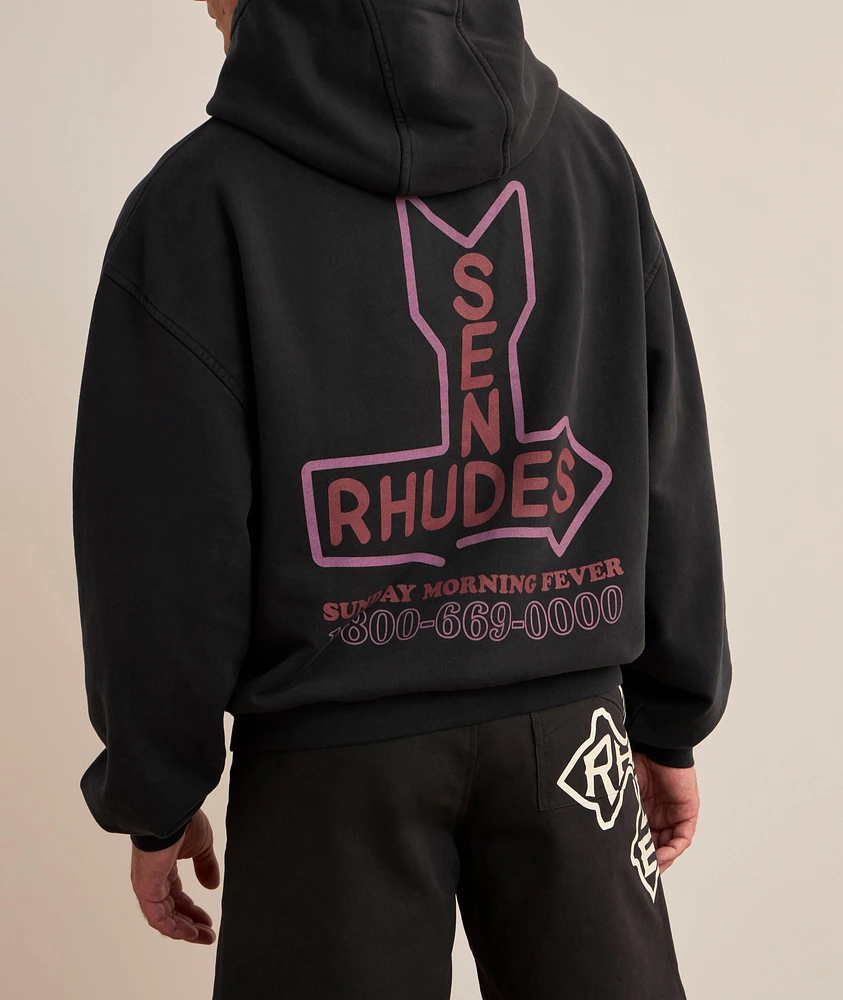Graphic Print Cotton Hooded Sweater