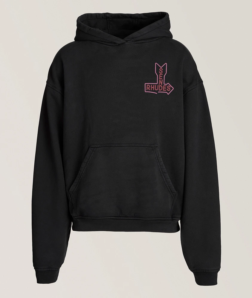 Graphic Print Cotton Hooded Sweater