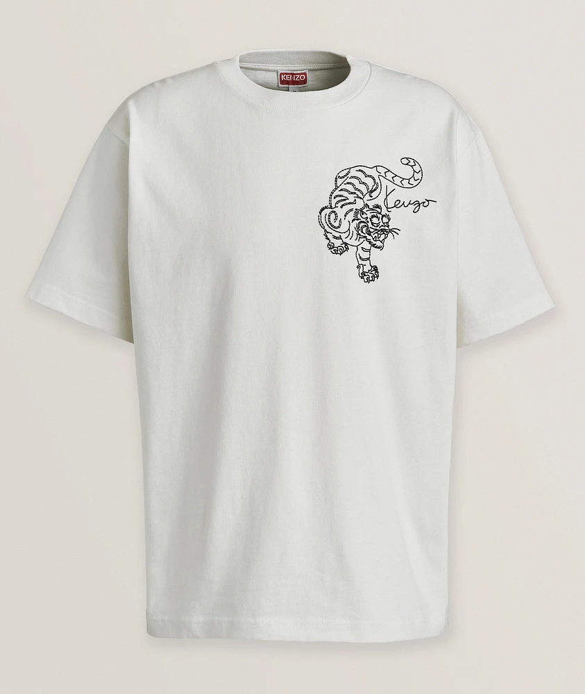 Cotton Embroidered Tiger T-Shirt