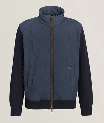 Quilted Zip Wool-Blend Sweater