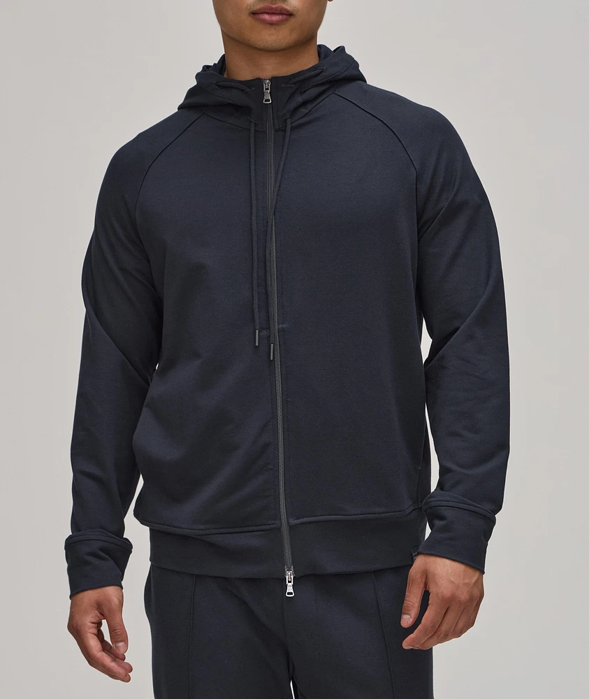 Stretch Cotton Blend Drawstring Hoody
