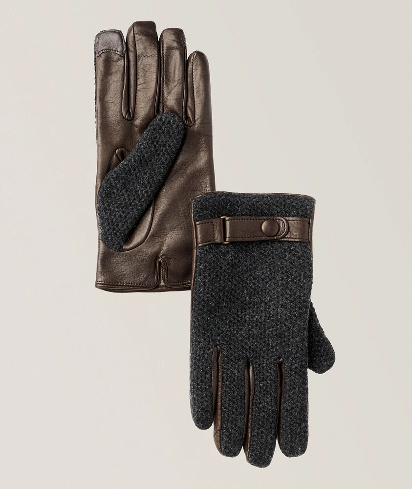 Touchscreen-Compatible Leather & Cashmere Gloves