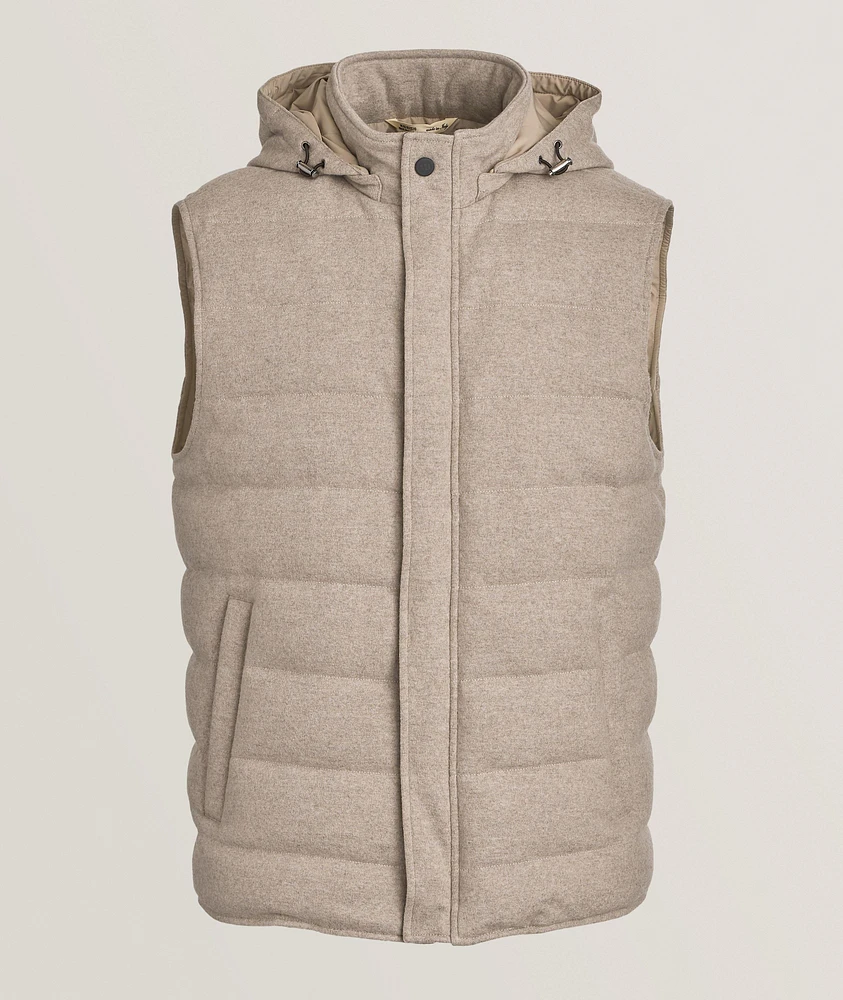 Virgin Wool Down Hooded Vest