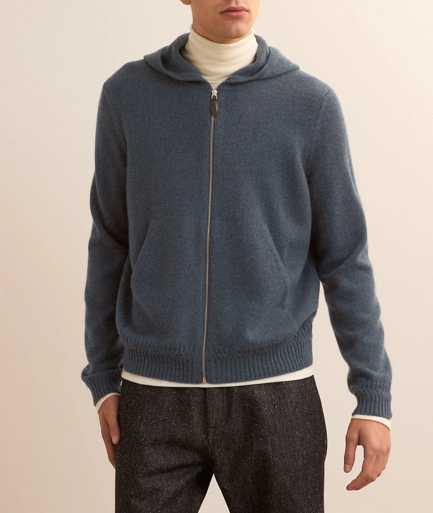 Full-Zip Cashmere Hooded Sweater