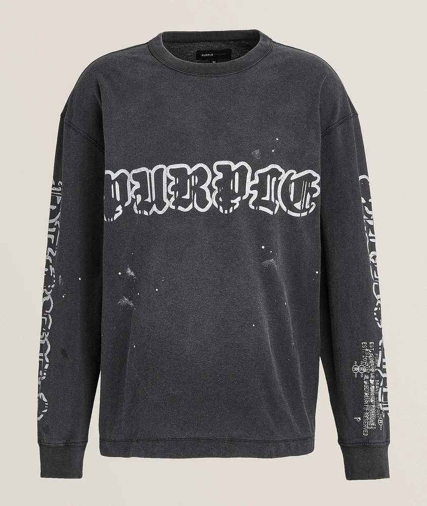 Allover Logo Print Long-Sleeve T-Shirt