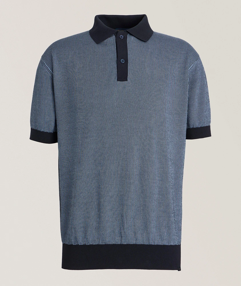 Striped Cotton-Cashmere Polo Shirt