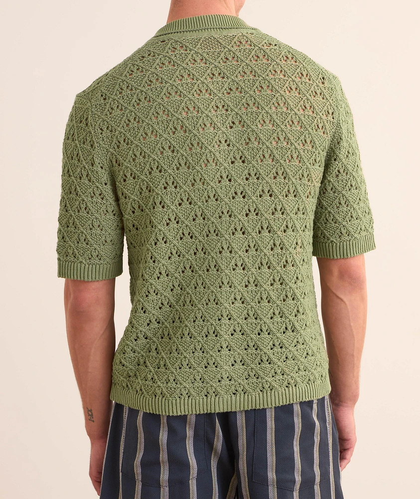 Knit Cotton-Blend Camp Shirt