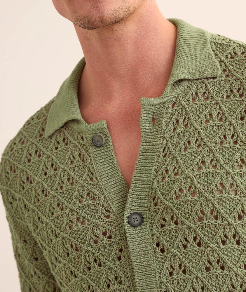 Knit Cotton-Blend Camp Shirt