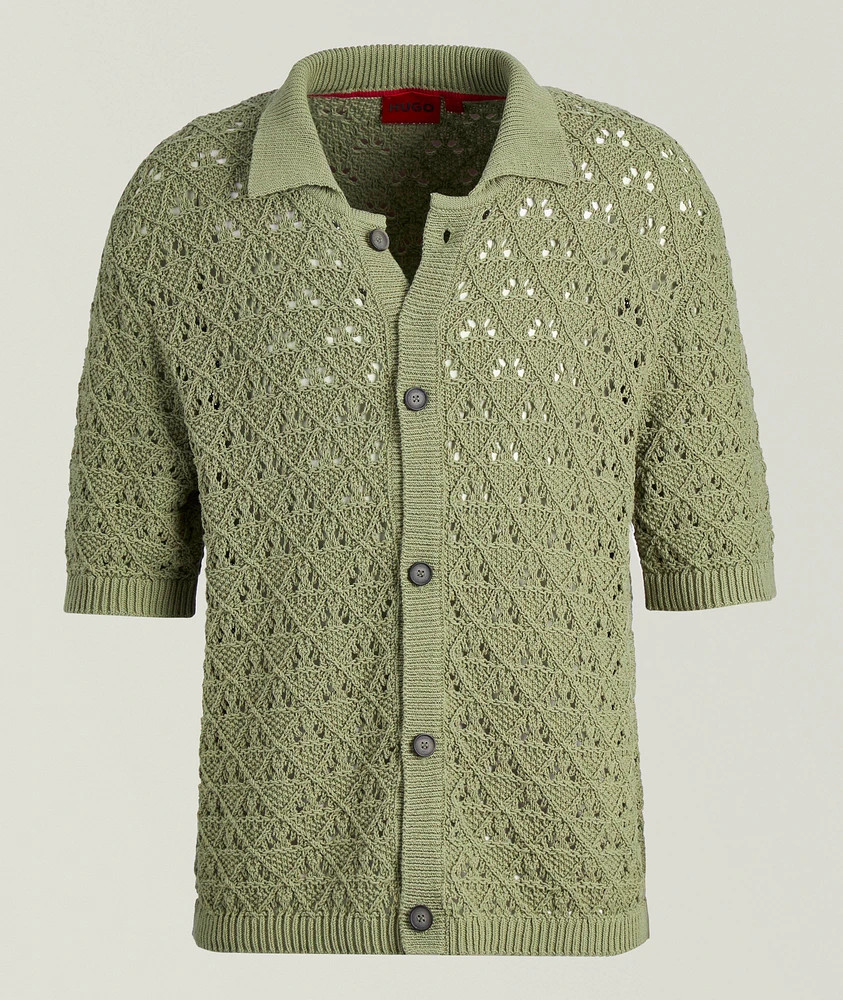 Knit Cotton-Blend Camp Shirt