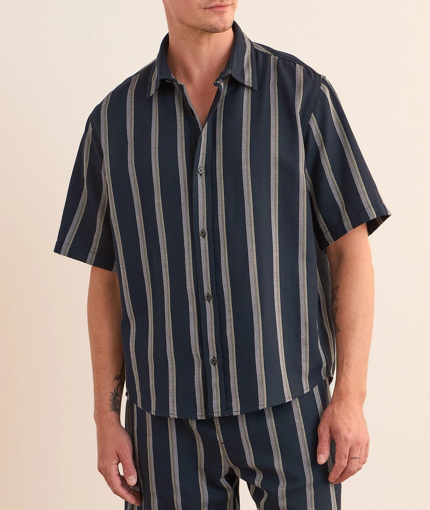Striped Cotton-Blend Camp Shirt