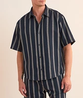 Striped Cotton-Blend Camp Shirt