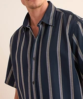 Striped Cotton-Blend Camp Shirt