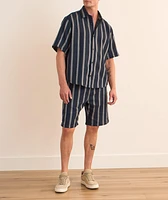 Striped Cotton-Blend Camp Shirt