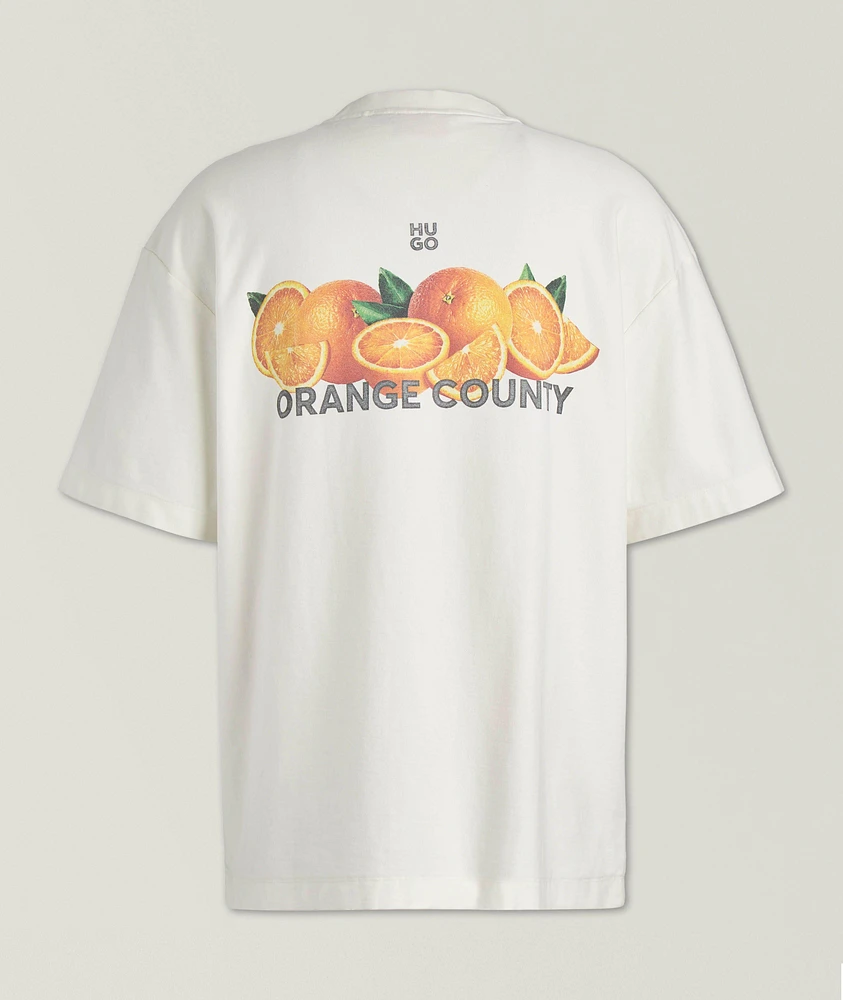 Orange-Print Cotton T-Shirt