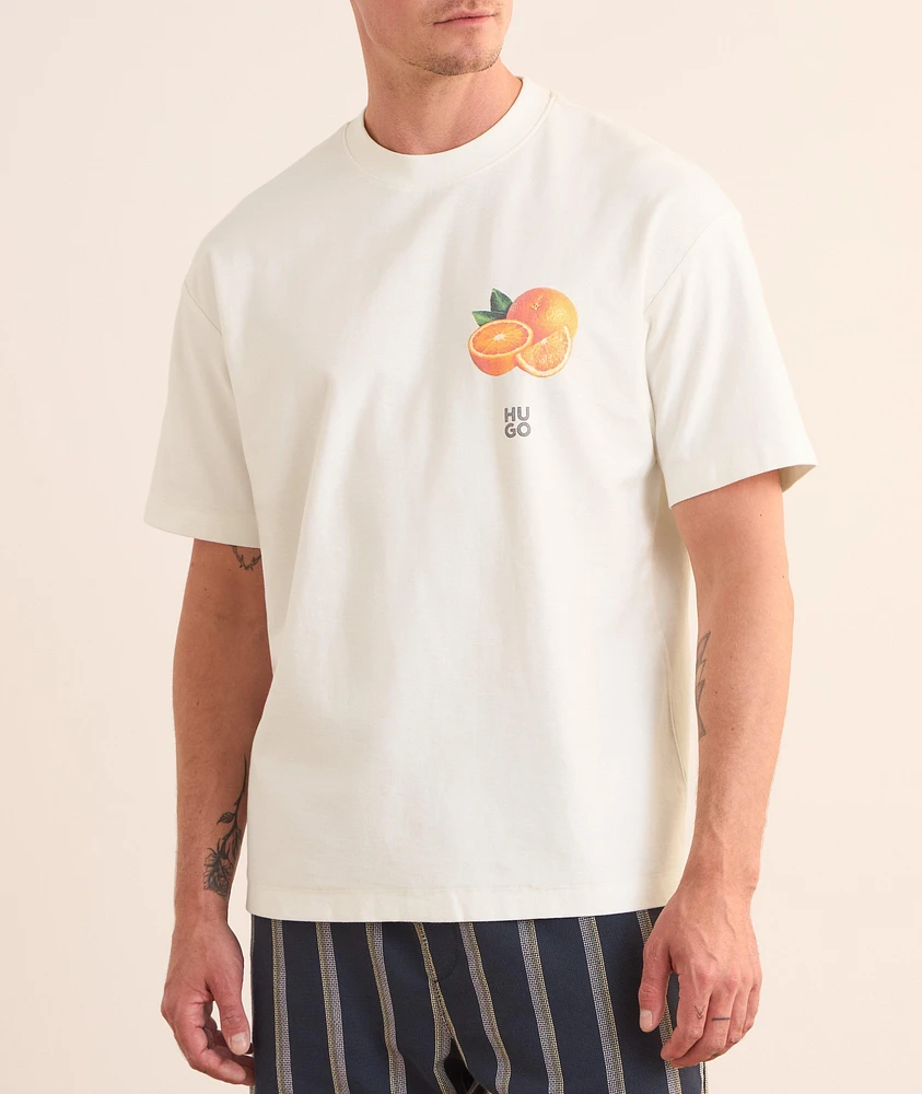 Orange-Print Cotton T-Shirt