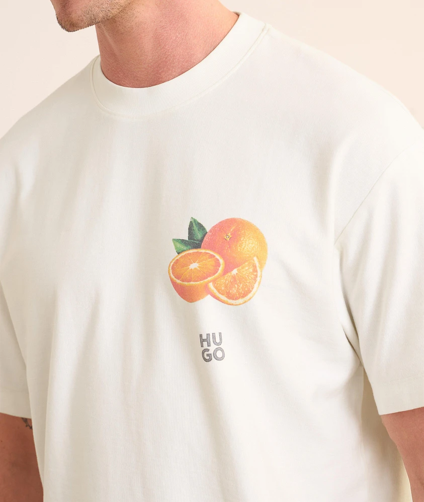Orange-Print Cotton T-Shirt