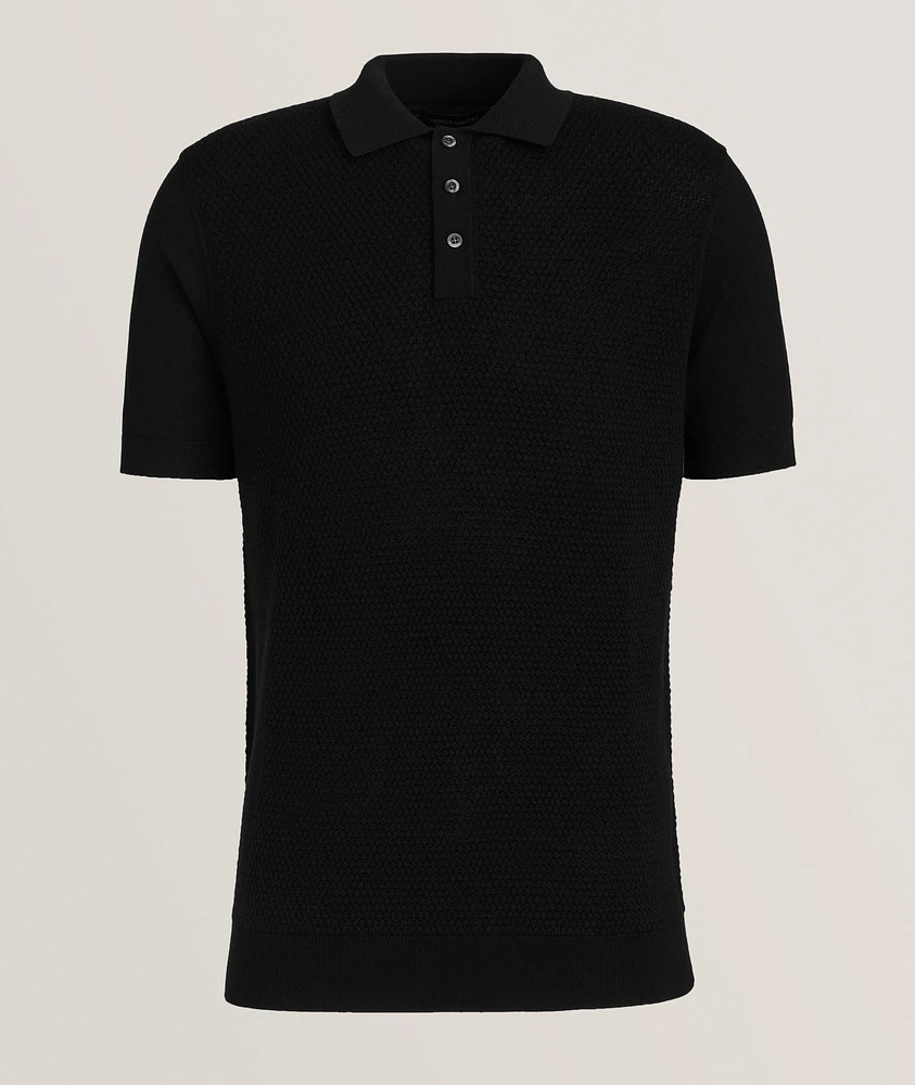 Merino Wool-Silk Bubble Stitch Polo