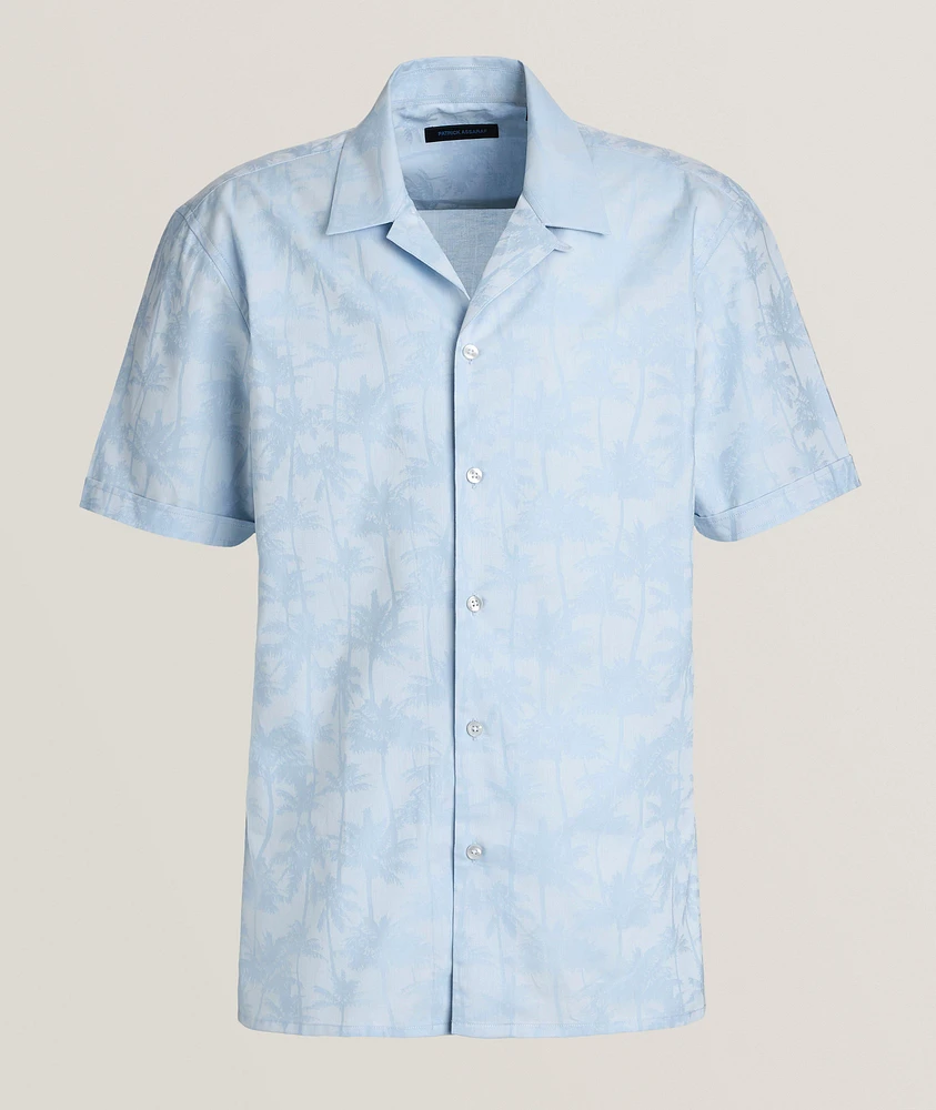 Textured Stripe Linen Camp Shirt
