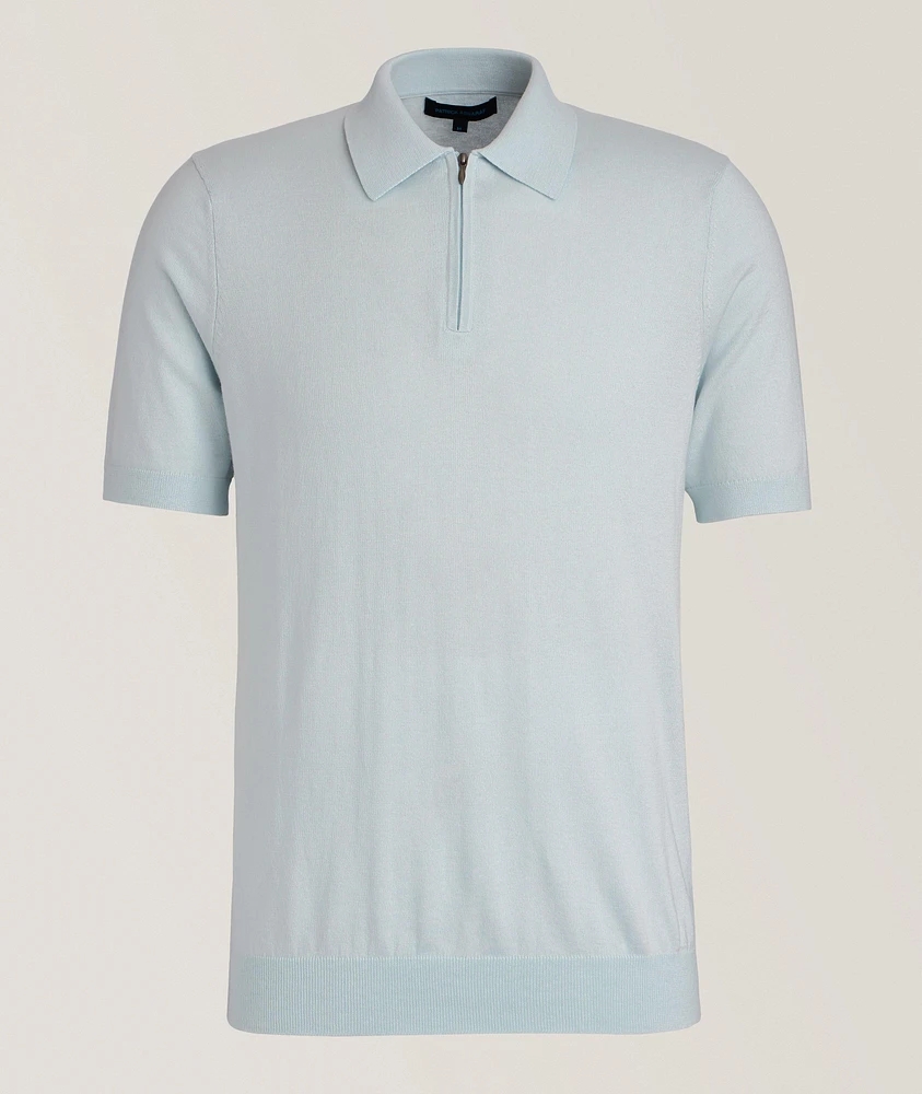Cotton-Blend Quarter-Zip Polo