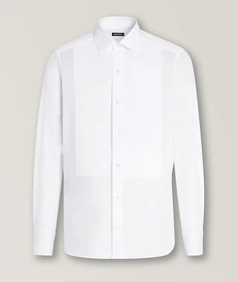 Textured Bib Cotton Tuxedo Shirt