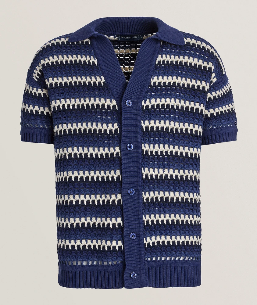 Pinto Striped Crochet Cardigan
