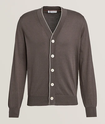 Contrast Trim Cotton Cardigan