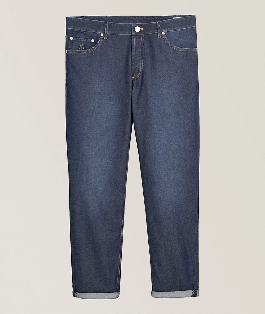 Traditional-Fit Cotton & Silk-Blend Jeans
