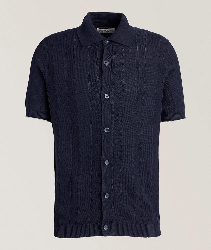 Ribbed Linen-Cotton Cardigan
