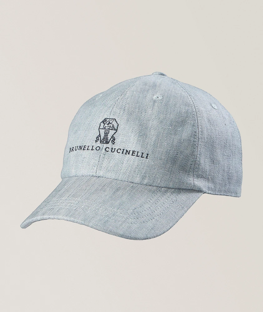 Logo Script Linen Baseball Cap
