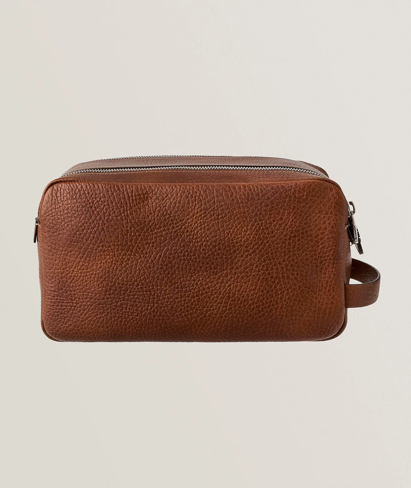 Grained Leather Double-Zip Toiletry Bag 