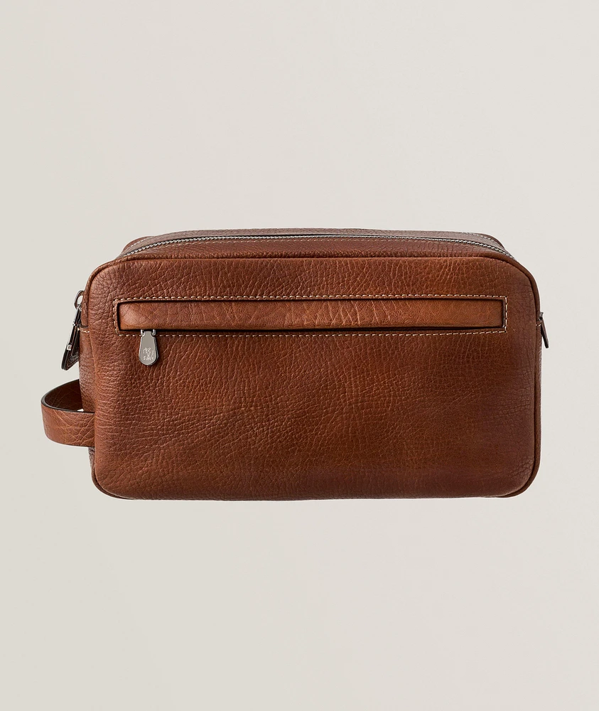 Grained Leather Double-Zip Toiletry Bag 