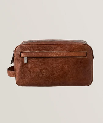 Grained Leather Double-Zip Toiletry Bag 
