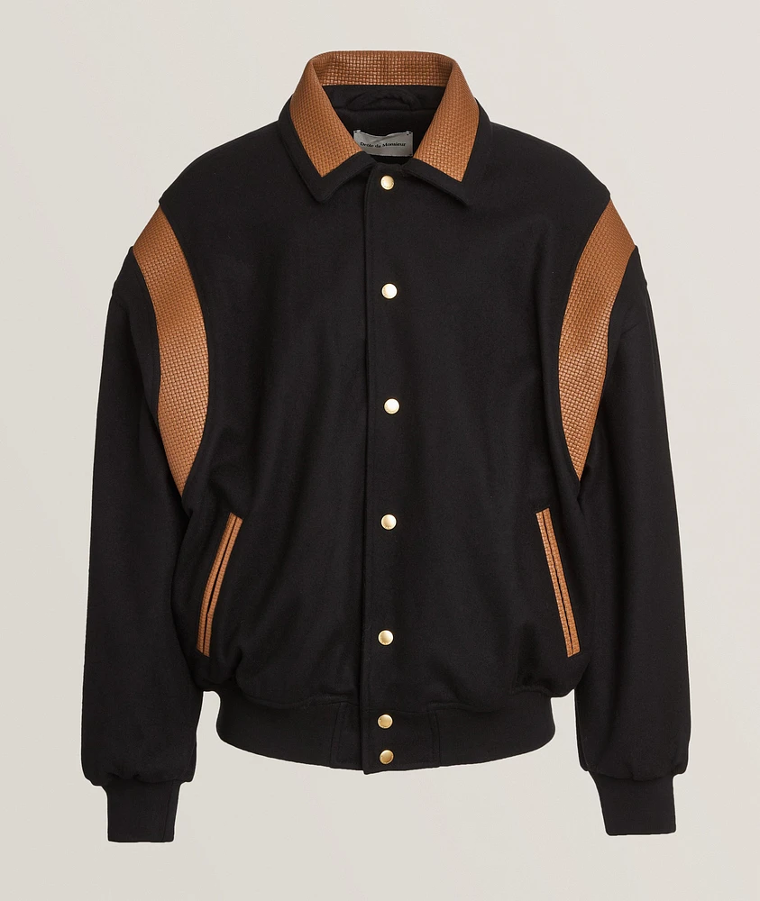 Leather Panel Bomber Jacket