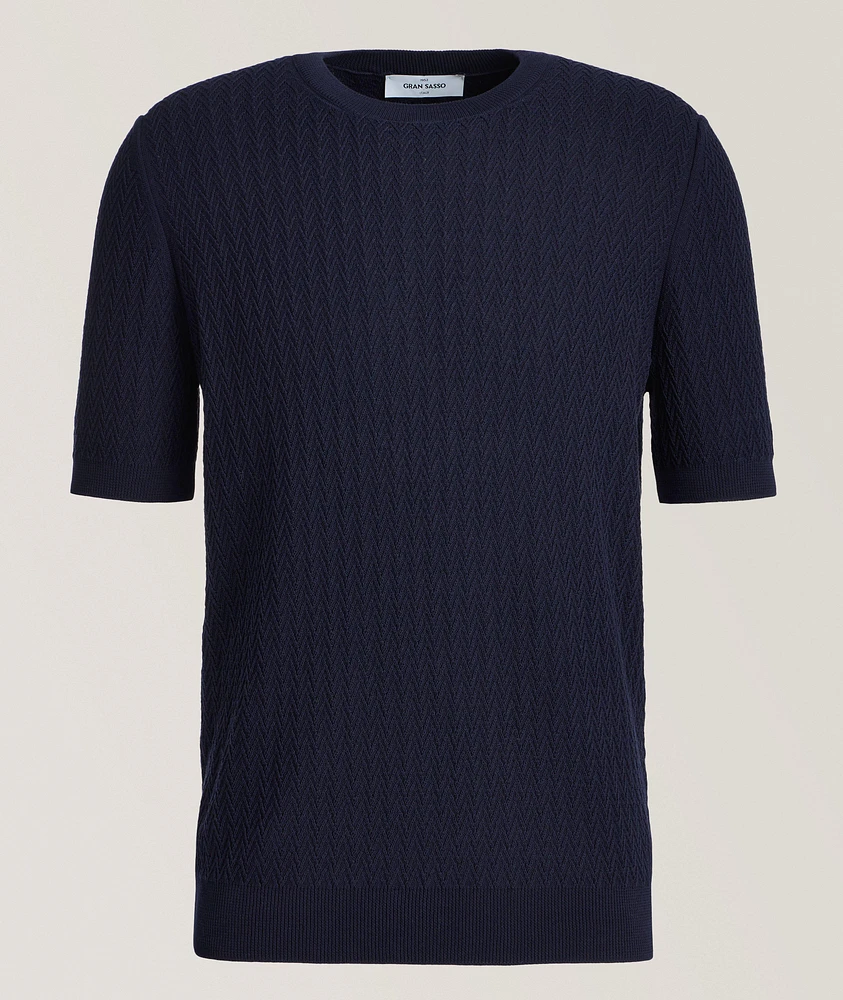 Zig-Zag Cotton Knit Sweater