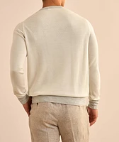 V-Notch Wool-Silk Crewneck Sweater