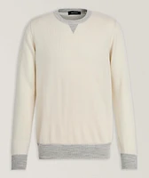 V-Notch Wool-Silk Crewneck Sweater