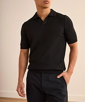 Waffle-Knit Linen-Cotton Knit Polo