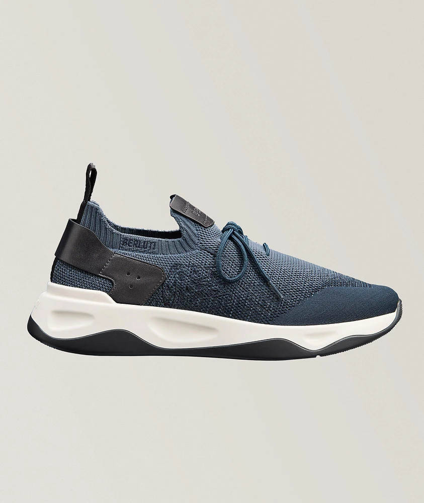 Shadow Scritto Knit & Lagoon Calf Sneakers