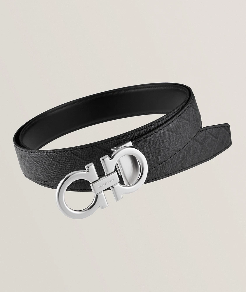 Reversible Leather Monogram Gancio Belt
