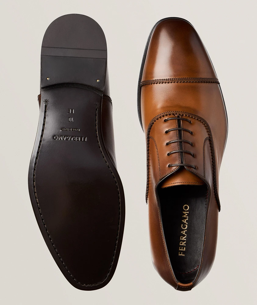 Boston Burnished Leather Cap-Toe Oxfords